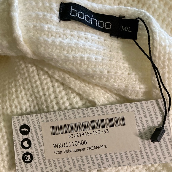 Boohoo Cream Twist-Knit Reversible Sweater - Picture 6 of 6